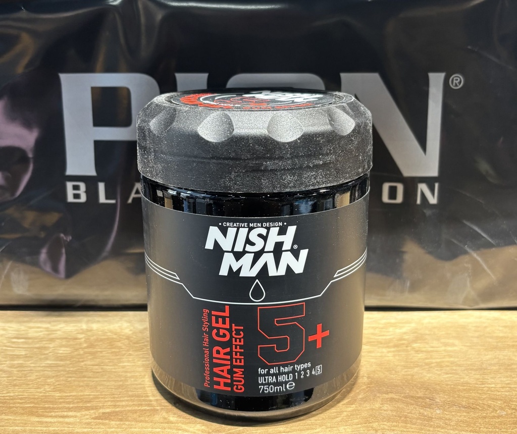 Nishman Hair Styling Series | Hair Wax (750ml - 5+ Ultra Hold Styling Gel Gum Effect)